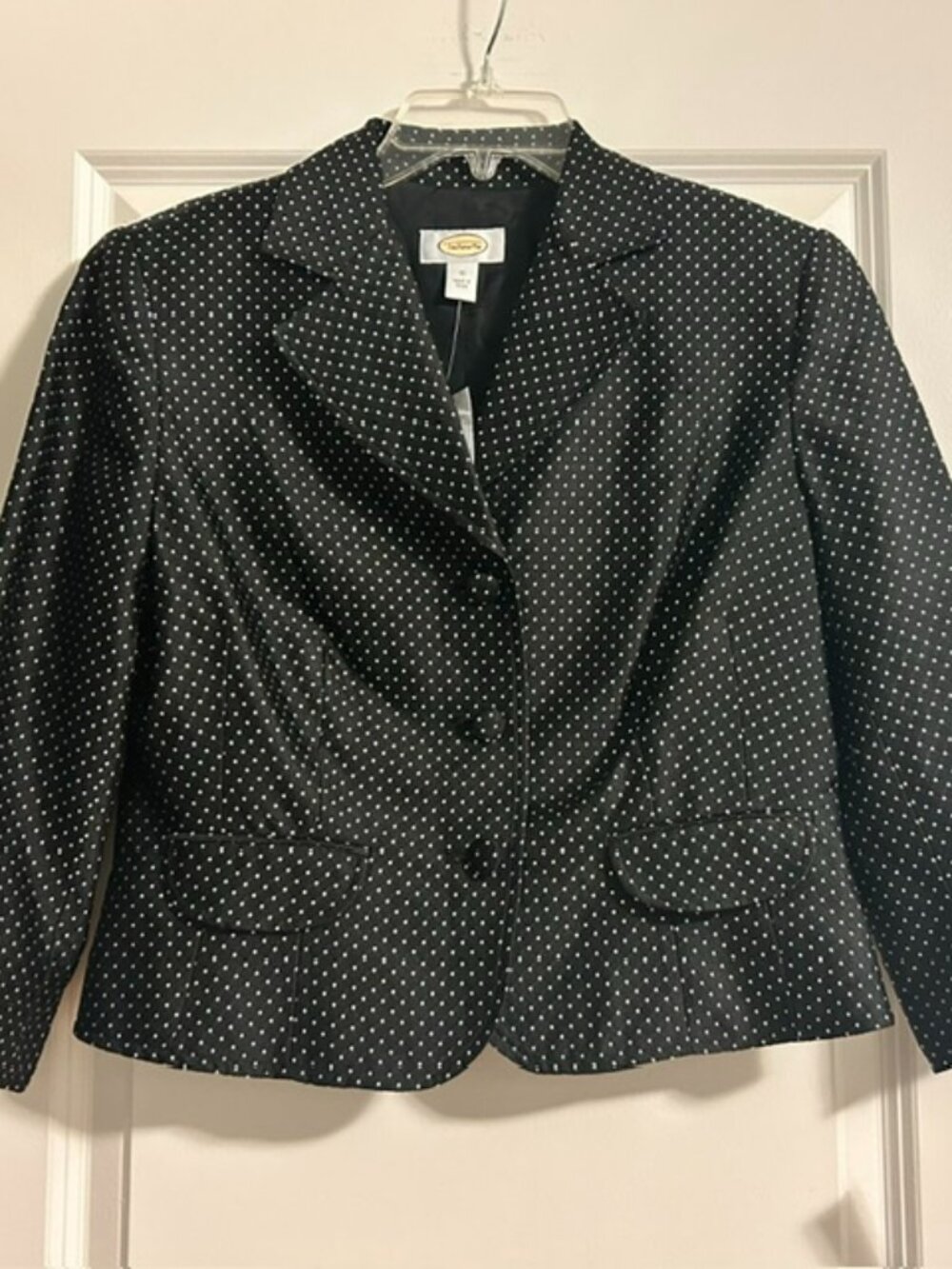 NWT Talbots Women's Black & White Polka Dot Cropped Blazer, Size 10
